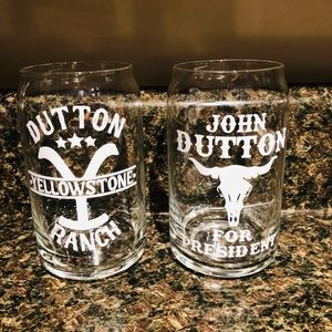 Two custom made Yellowstone  glasses
